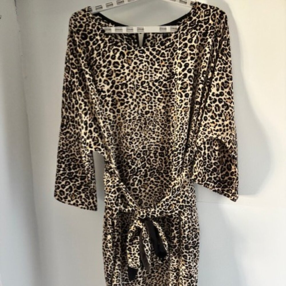 Davi &Dani Plus 3XL Leopard Print Kimono Belted Sheath Dress Statement Bold Chic